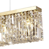 Luxurious Gold and Crystal Rectangular Pendant Chandelier, 7-Light Elegance