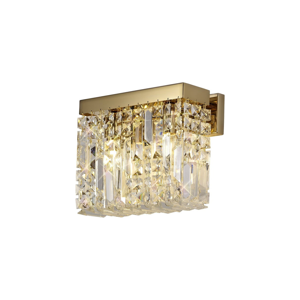 Elegant Gold and Crystal 2-Light Wall Sconce, E14-Compatible