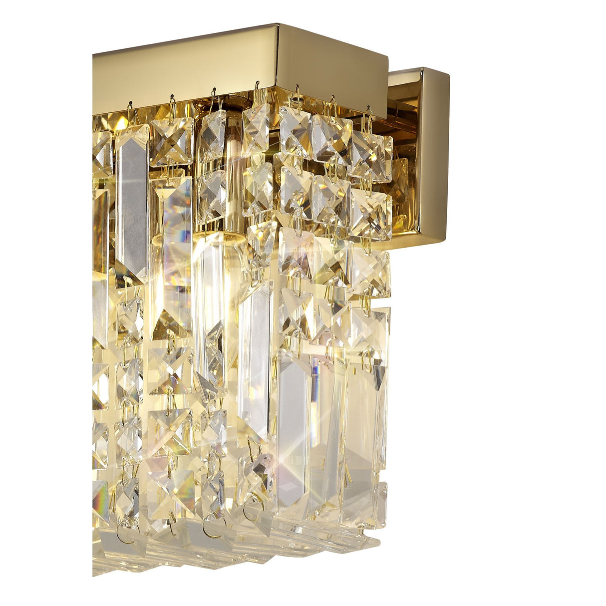 Elegant Gold and Crystal 2-Light Wall Sconce, E14-Compatible