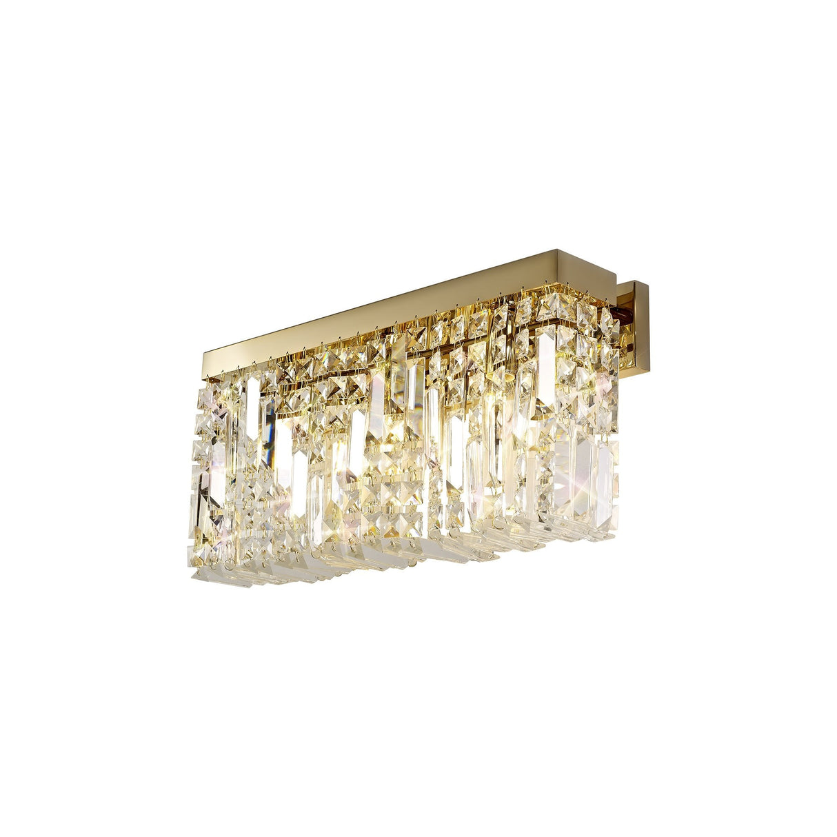 Elegant 3-Light Gold and Crystal Wall Lamp, Large Rectangular Design
