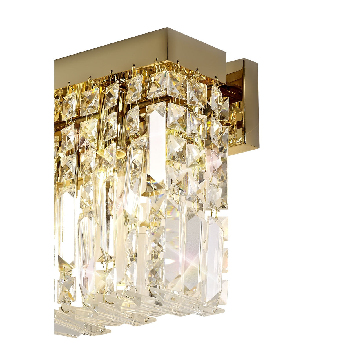 Elegant 3-Light Gold and Crystal Wall Lamp, Large Rectangular Design