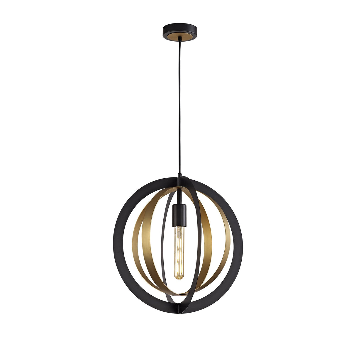 Modern Elegance Pendant Light, Black & Satin Gold, E27 Fitting