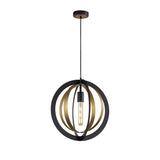Modern Elegance Pendant Light, Black & Satin Gold, E27 Fitting