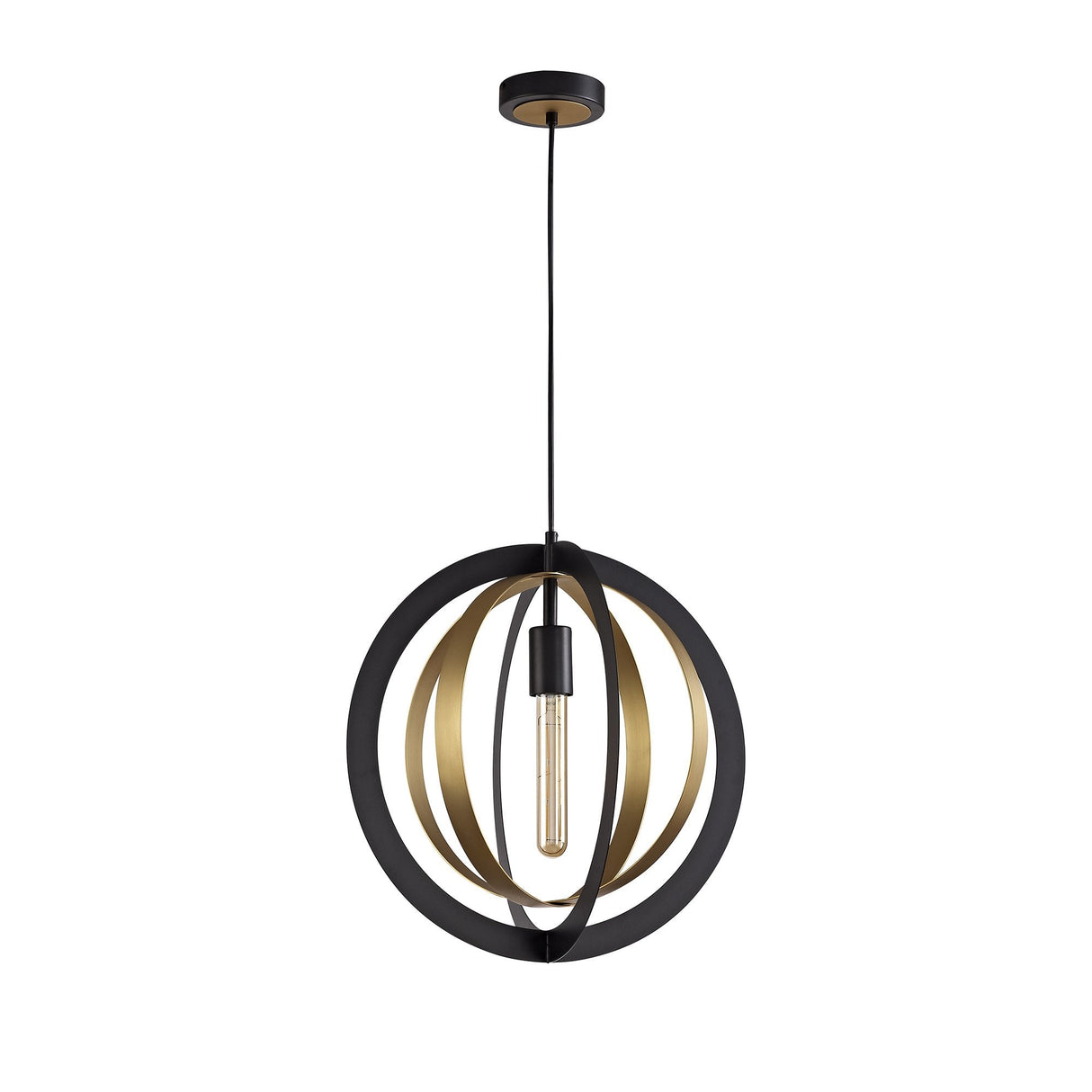 Modern Elegance Pendant Light, Black & Satin Gold, E27 Fitting