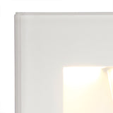 White Recessed Square LED Wall Light, 1.8W, 3000K, IP65, 70lm, 3-Year Warranty