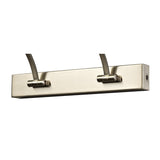Satin Nickel Double Arm LED Wall Lamp with Frosted Shade, 38cm