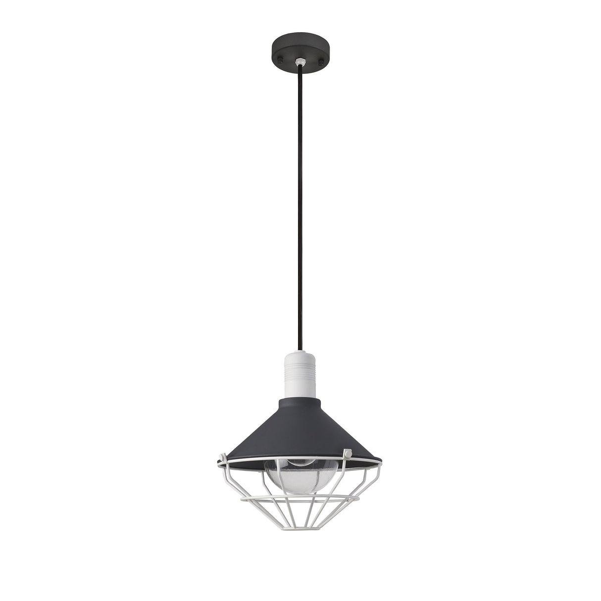 Outdoor Pendant Light, 1 E27 Socket, Weatherproof Anthracite/White Finish, 2-Year Warranty