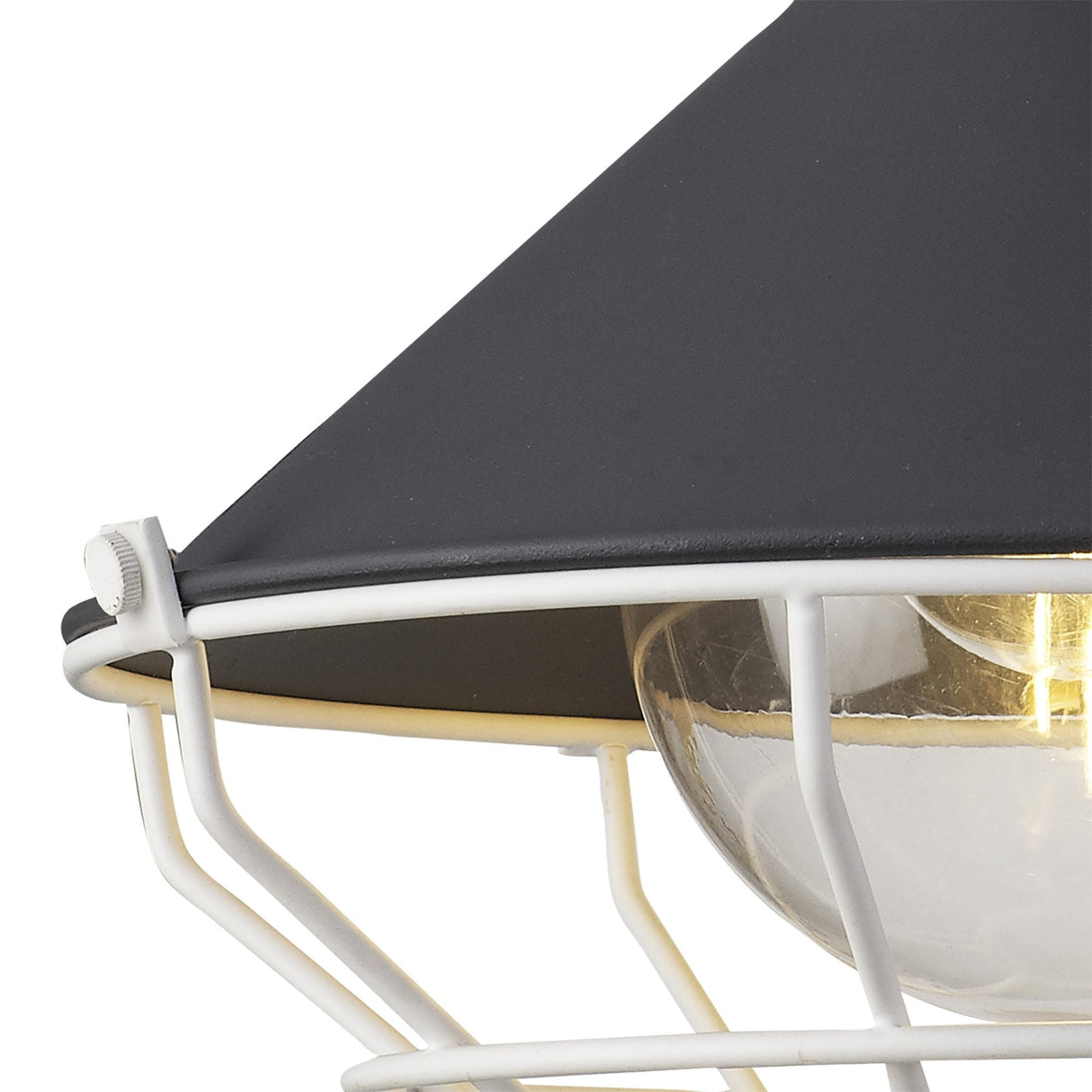 Modern Anthracite & White Semi-Flush Ceiling Light with Clear Shade, E27, IP65, 2-Year Warranty