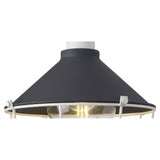 Modern Anthracite & White Semi-Flush Ceiling Light with Clear Shade, E27, IP65, 2-Year Warranty