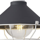 Modern Anthracite & White Semi-Flush Ceiling Light with Clear Shade, E27, IP65, 2-Year Warranty