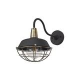 Contemporary Outdoor Wall Lamp, Matt Black & Brushed Bronze Finish, Clear Shade, 2-Year Warranty