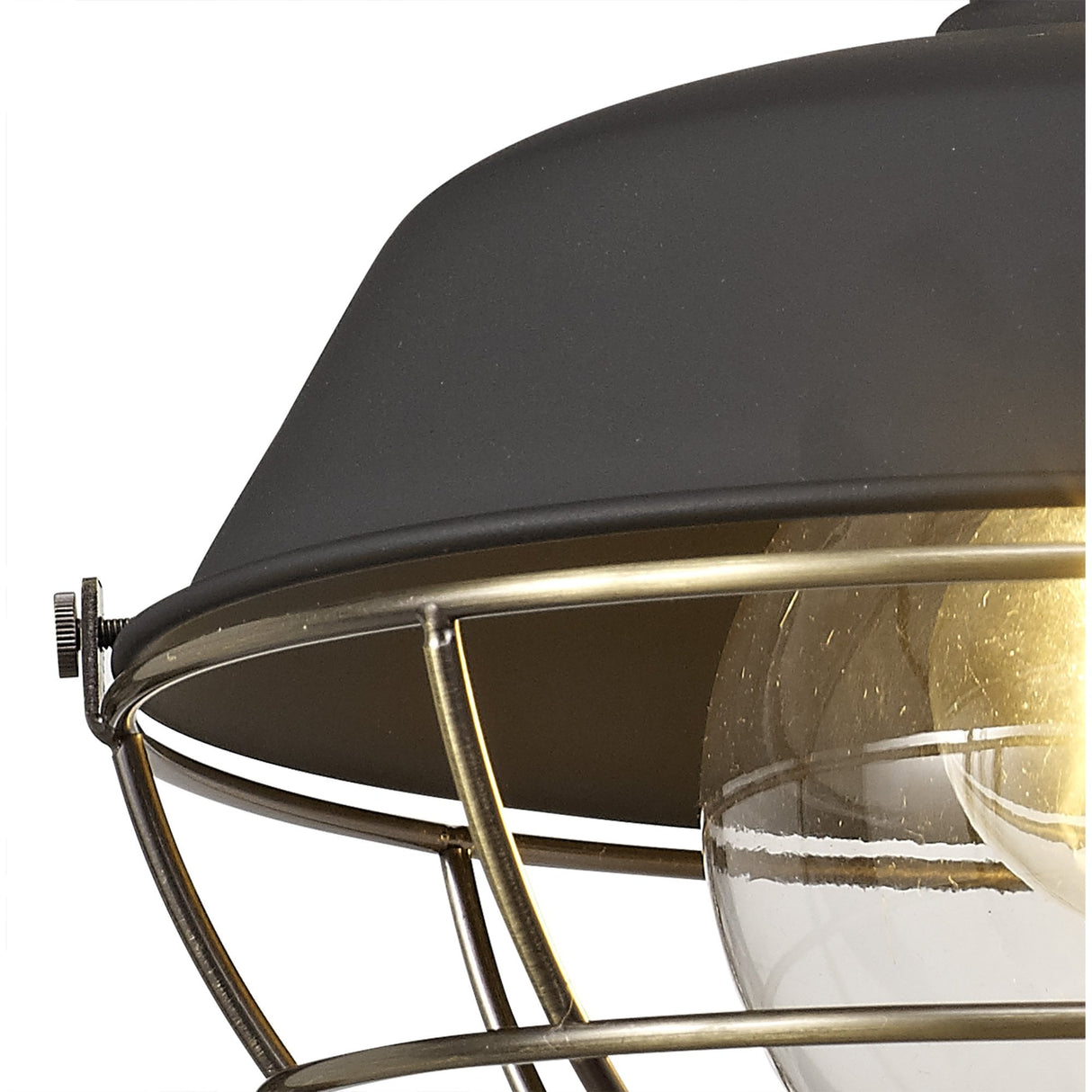 Contemporary Outdoor Wall Lamp, Matt Black & Brushed Bronze Finish, Clear Shade, 2-Year Warranty