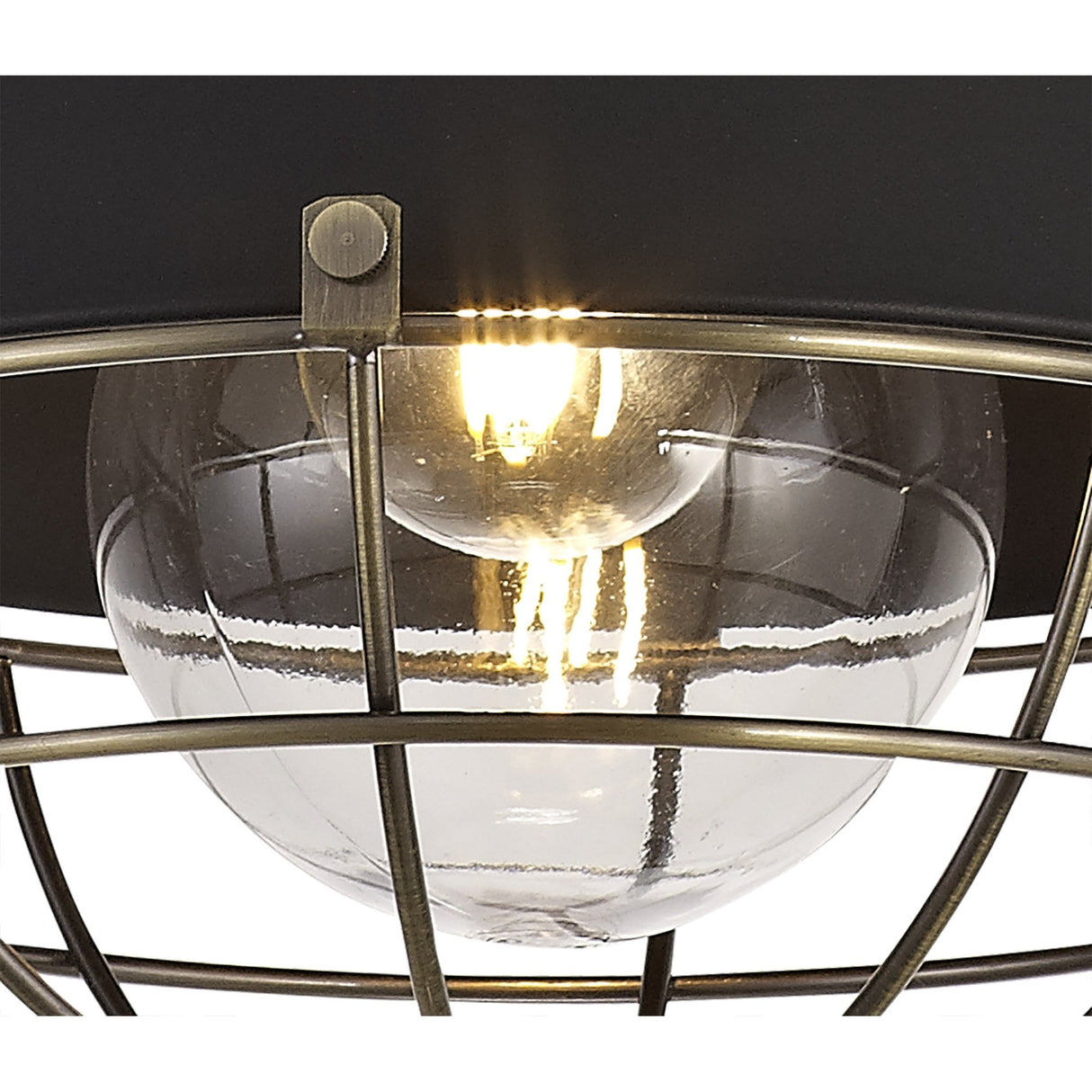 Elegant Matt Black and Brushed Bronze Pendant Light with Clear Shade, IP65 Rated, Adjustable Drop