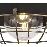 Elegant Matt Black and Brushed Bronze Pendant Light with Clear Shade, IP65 Rated, Adjustable Drop