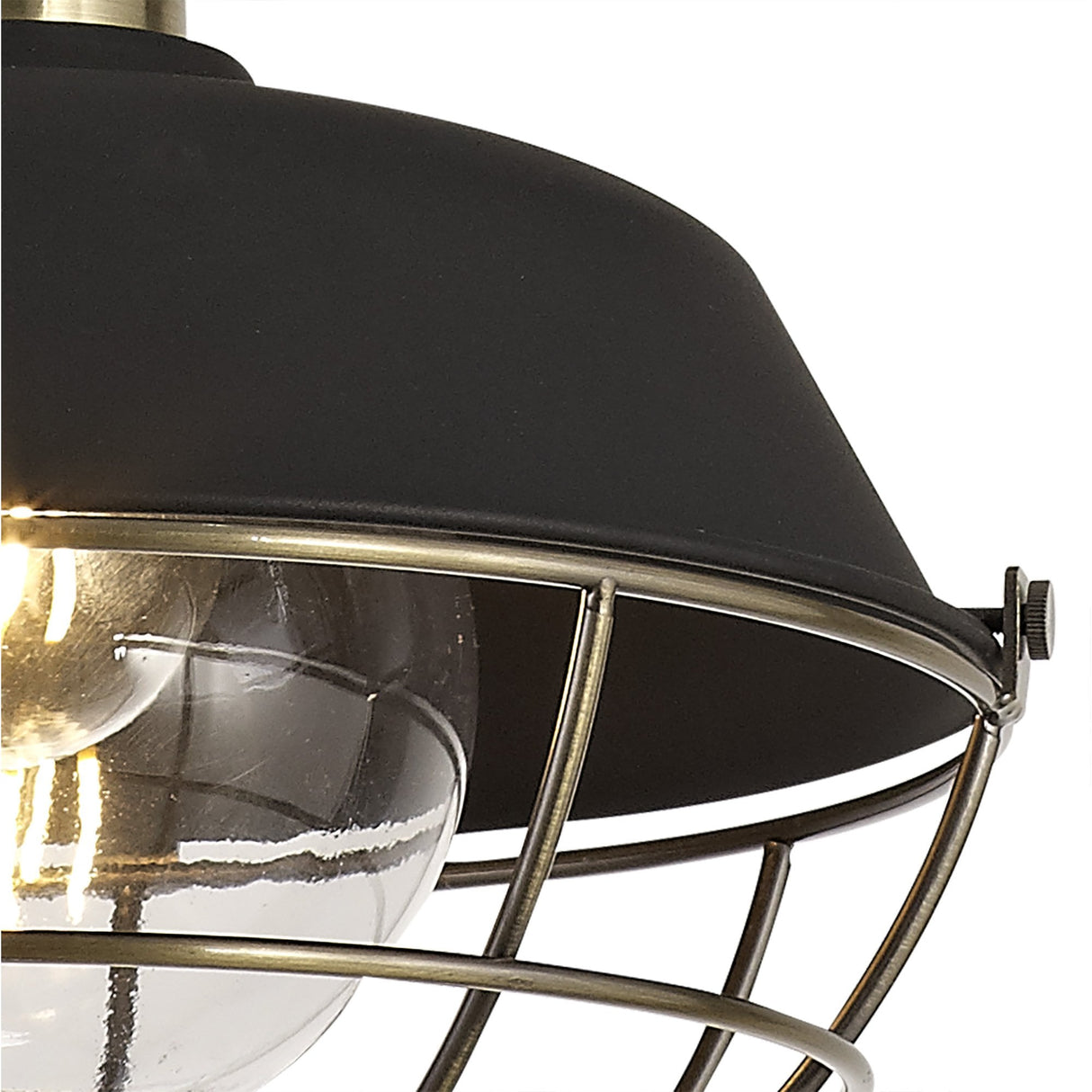 Elegant Matt Black and Brushed Bronze Pendant Light with Clear Shade, IP65 Rated, Adjustable Drop