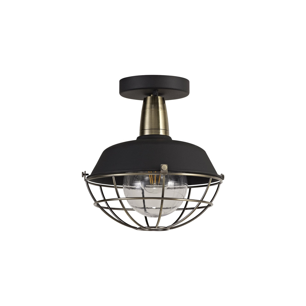 Modern IP65 Semi-Flush Ceiling Light with Clear Shade in Matt Black and Brushed Bronze Finish, E27 Base