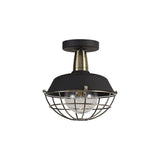 Modern IP65 Semi-Flush Ceiling Light with Clear Shade in Matt Black and Brushed Bronze Finish, E27 Base