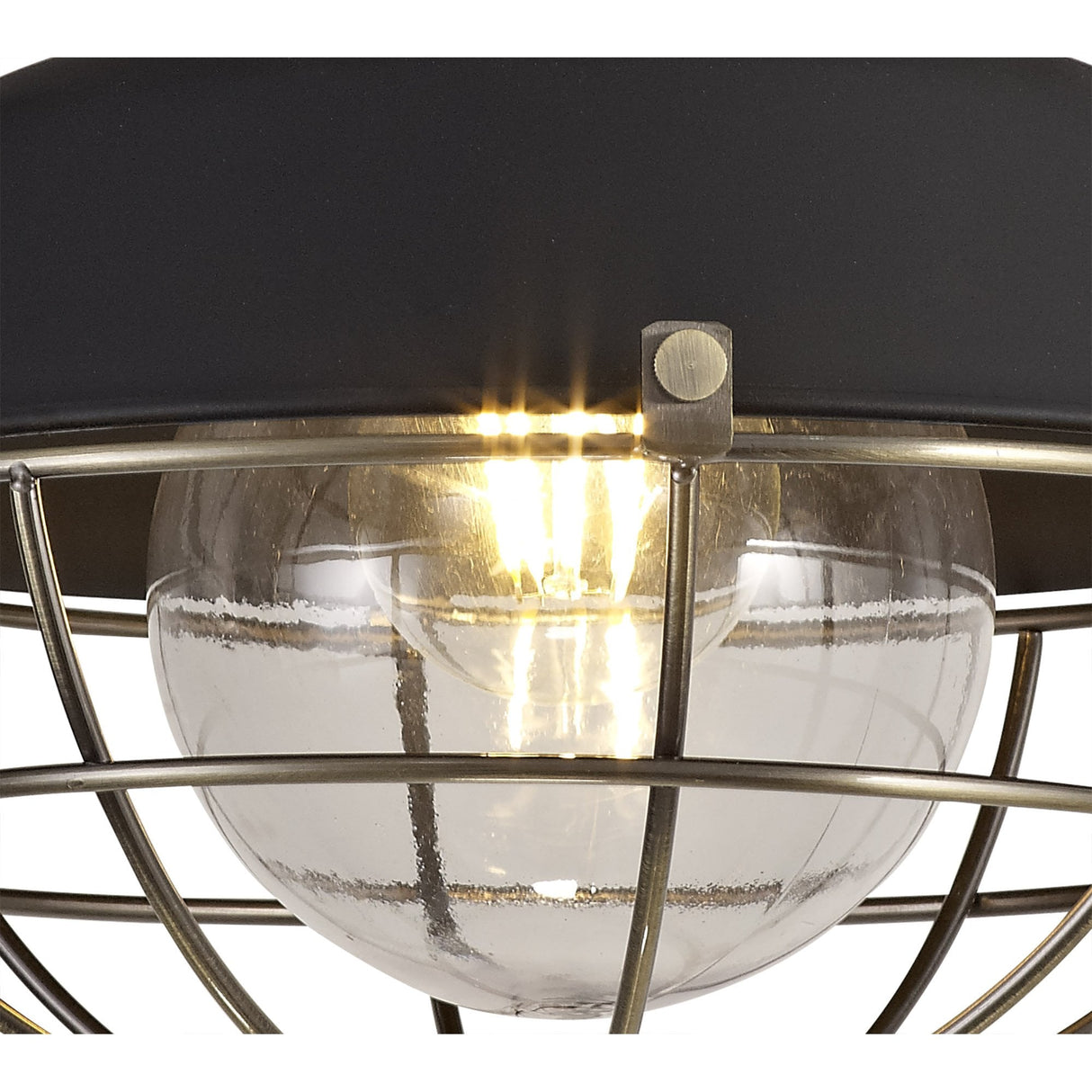 Modern IP65 Semi-Flush Ceiling Light with Clear Shade in Matt Black and Brushed Bronze Finish, E27 Base