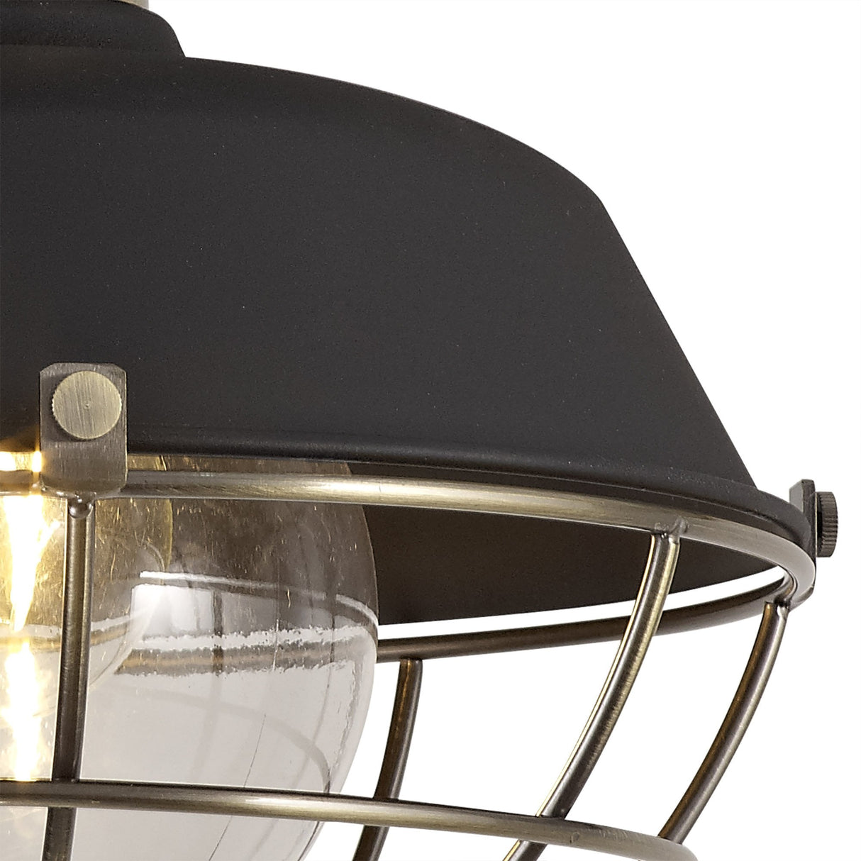 Modern IP65 Semi-Flush Ceiling Light with Clear Shade in Matt Black and Brushed Bronze Finish, E27 Base