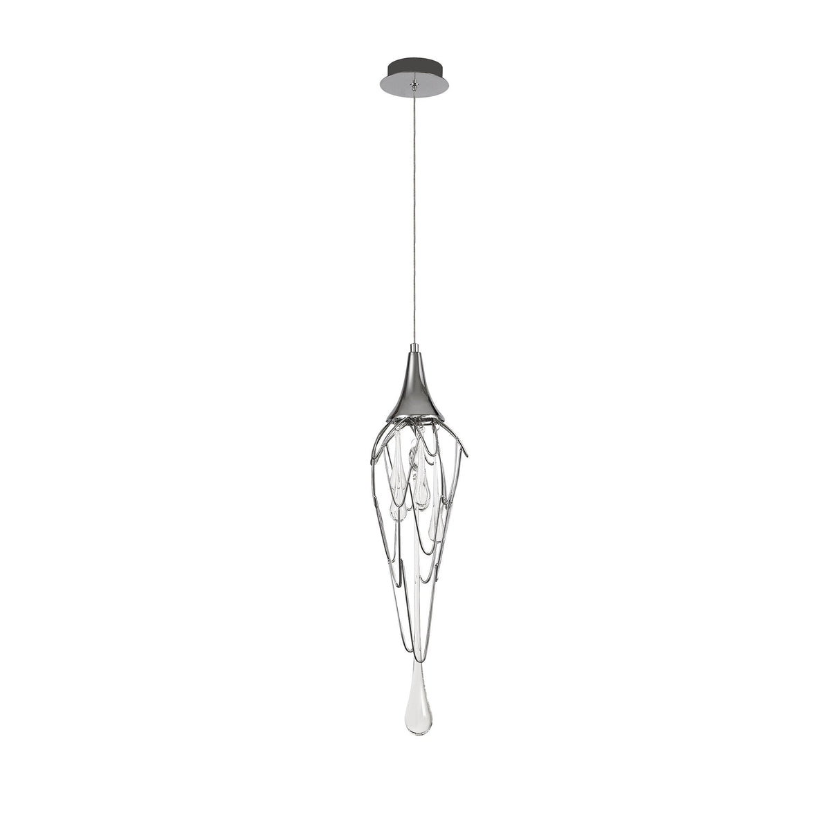 Polished Chrome Pendant Light with Clear Glass Shade