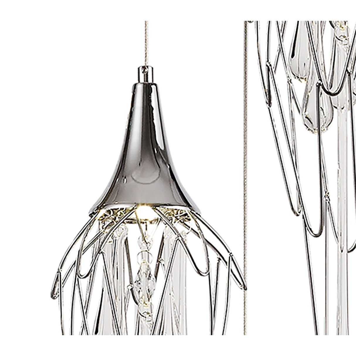 Elegant Chrome Trio Pendant with Clear Glass, GU10 Fittings