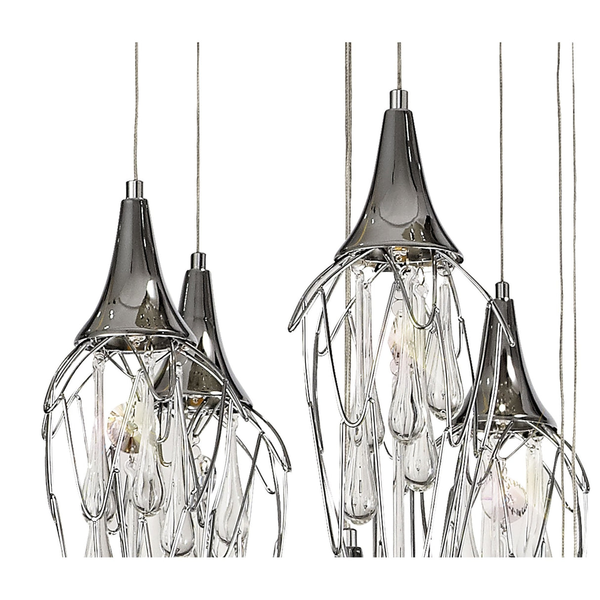 Gleaming Polished Chrome Pendant with 18 Spotlight GU10, Round Design