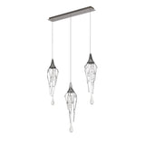Sleek Polished Chrome Linear Pendant with Clear Glass Accents