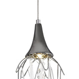 Sleek Polished Chrome Linear Pendant with Clear Glass Accents