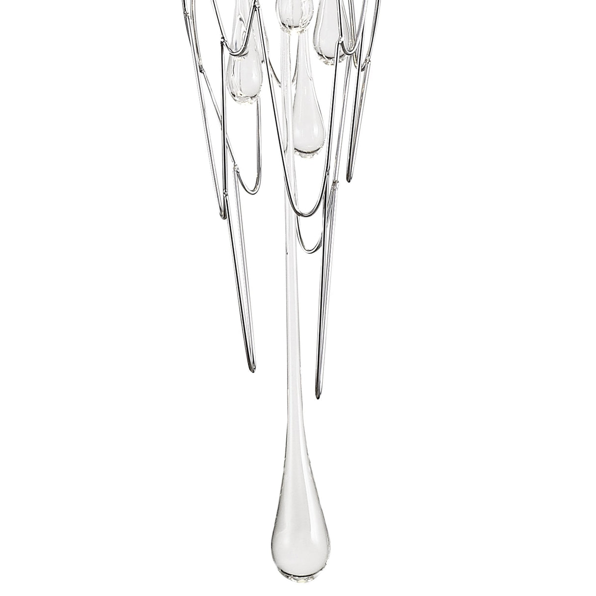 Sleek Polished Chrome Linear Pendant with Clear Glass Accents