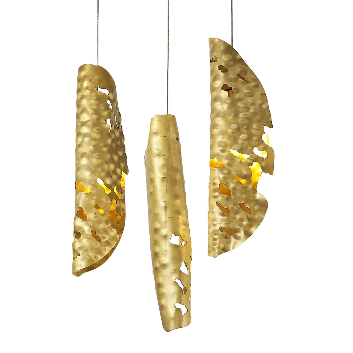 Luxe Cascade Pendant Light with Cognac Glass and Brass Accents