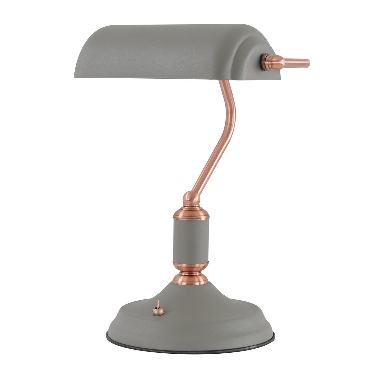 Elegant Sand Grey Table Lamp with Copper Accents and Toggle Switch
