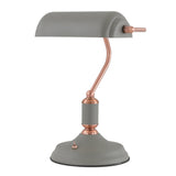 Elegant Sand Grey Table Lamp with Copper Accents and Toggle Switch