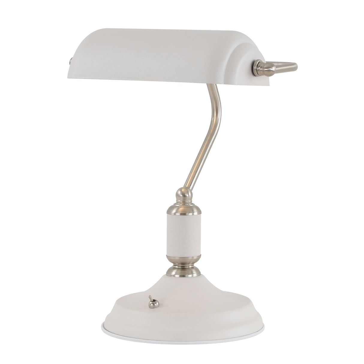 Satin Nickel & Sand White Table Lamp with Toggle Switch and E27 Socket