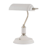 Satin Nickel & Sand White Table Lamp with Toggle Switch and E27 Socket