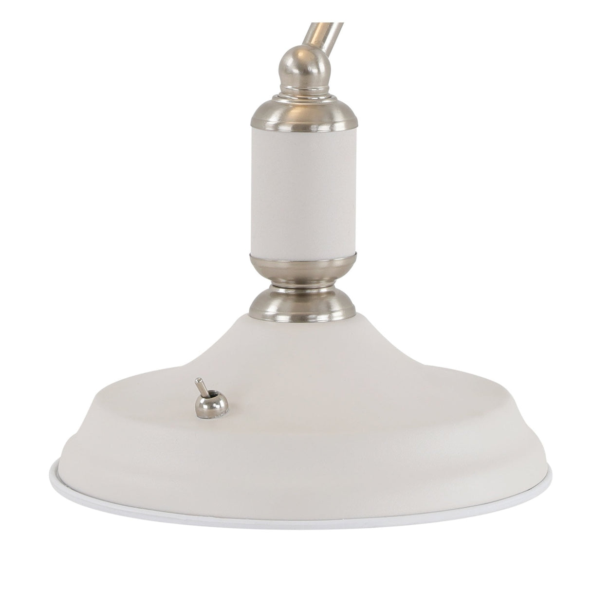 Satin Nickel & Sand White Table Lamp with Toggle Switch and E27 Socket