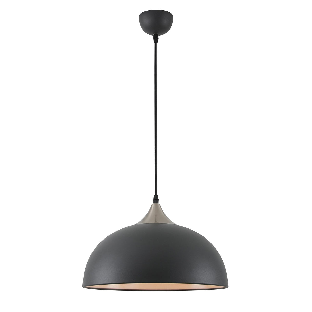Modern Sand Black and Satin Nickel Pendant Light with Adjustable Drop