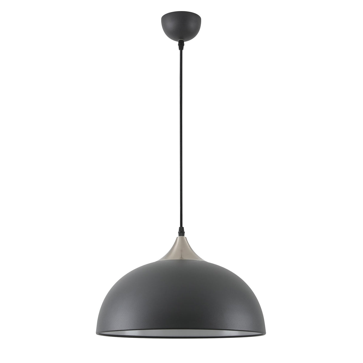 Modern Sand Black and Satin Nickel Pendant Light with Adjustable Drop