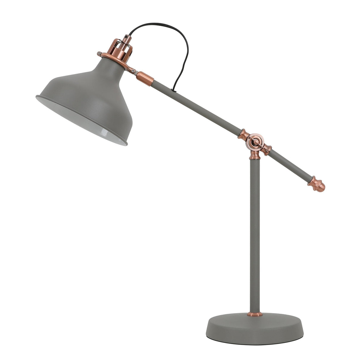 Versatile Sand Grey and Copper Adjustable Desk Lamp