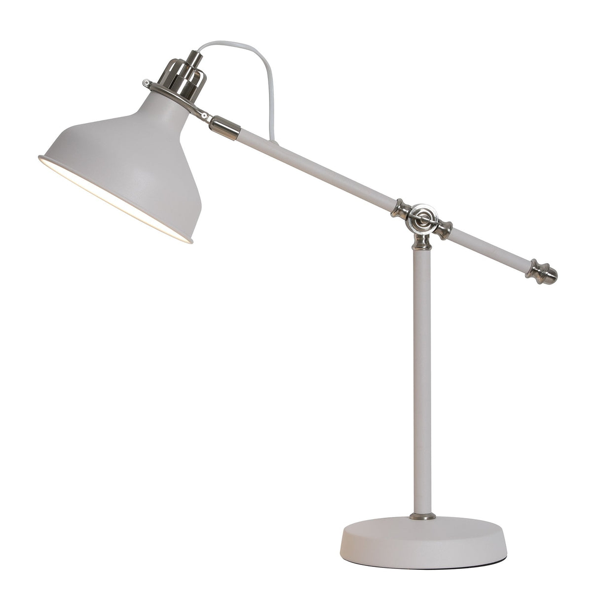 Elegant Adjustable Table Lamp in Sand White and Satin Nickel Finish