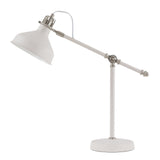 Elegant Adjustable Table Lamp in Sand White and Satin Nickel Finish