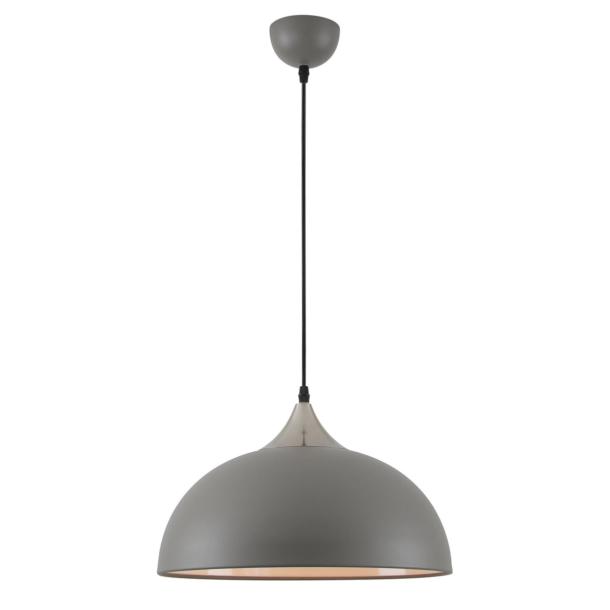 Modern Pendant Light, Sand Grey & Satin Nickel Finish, E27 Socket