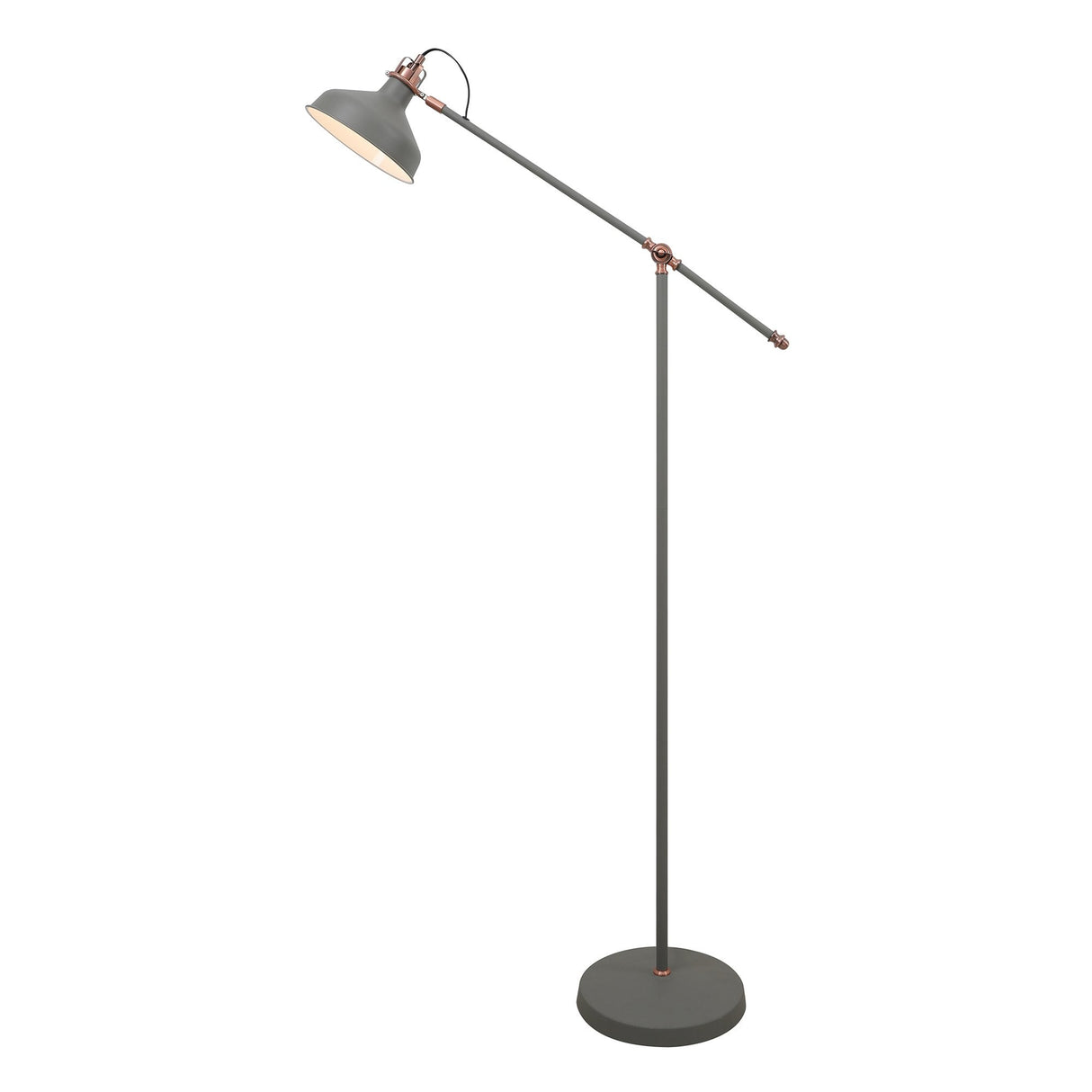 Contemporary Sand Grey Adjustable Floor Lamp with Copper Accents