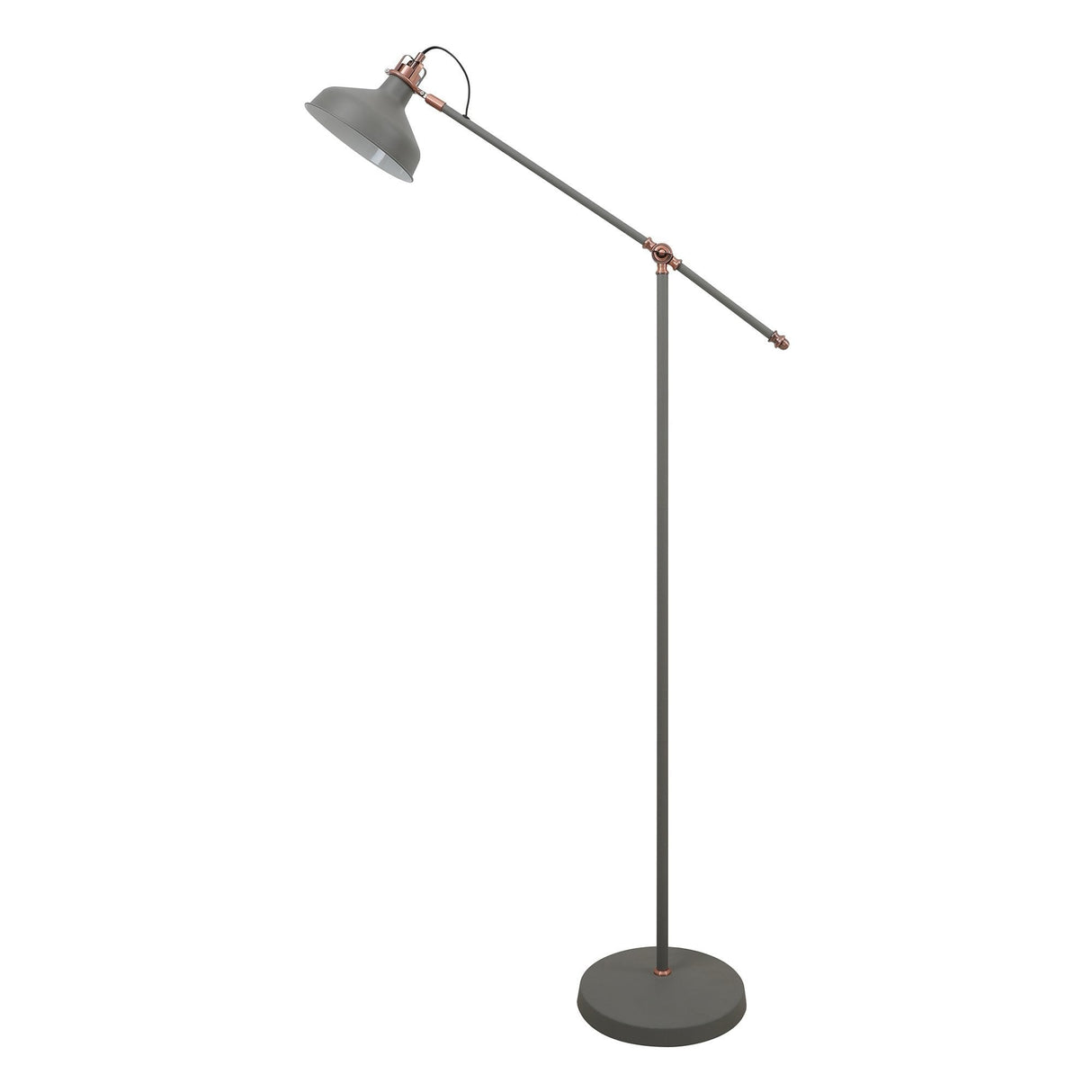 Contemporary Sand Grey Adjustable Floor Lamp with Copper Accents