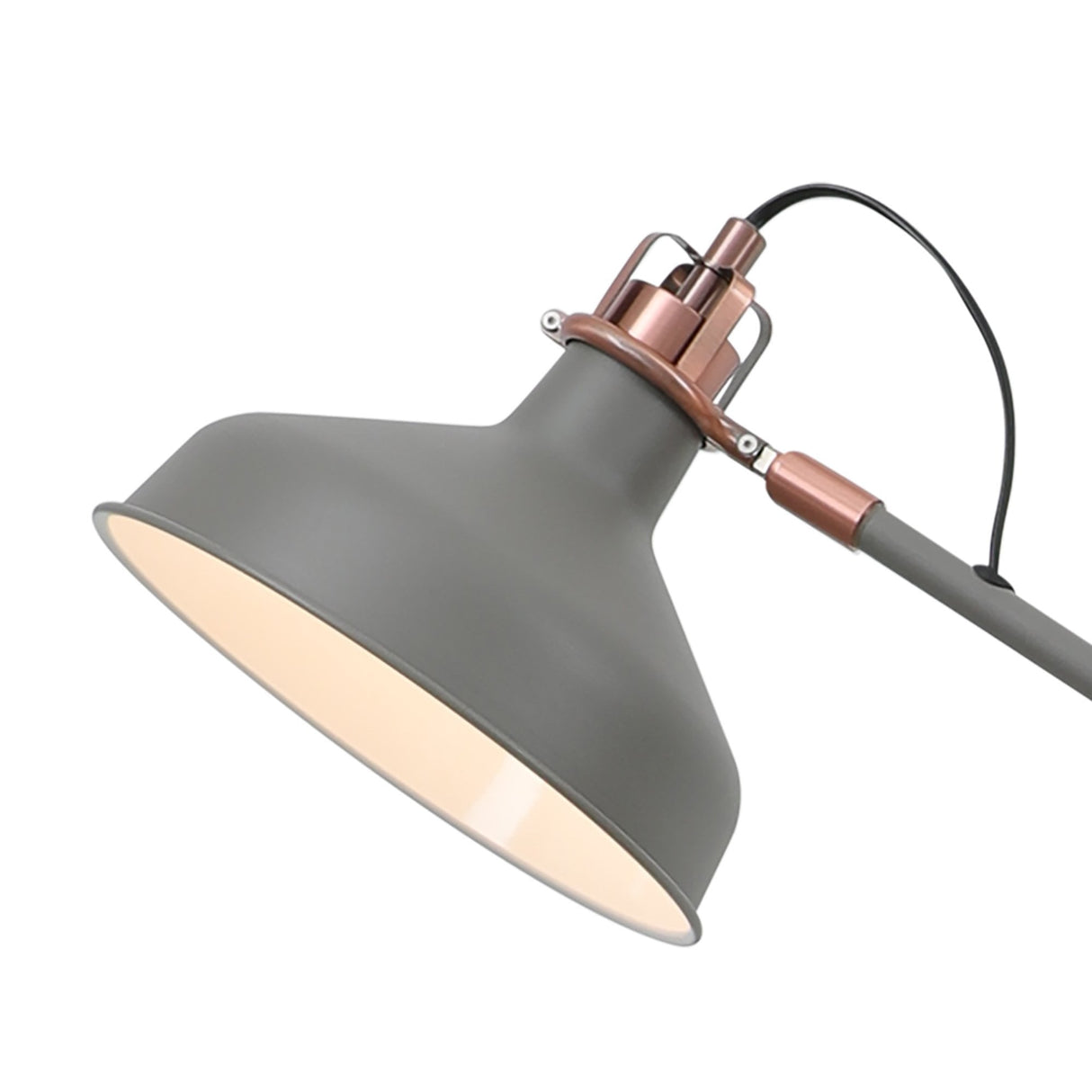 Contemporary Sand Grey Adjustable Floor Lamp with Copper Accents