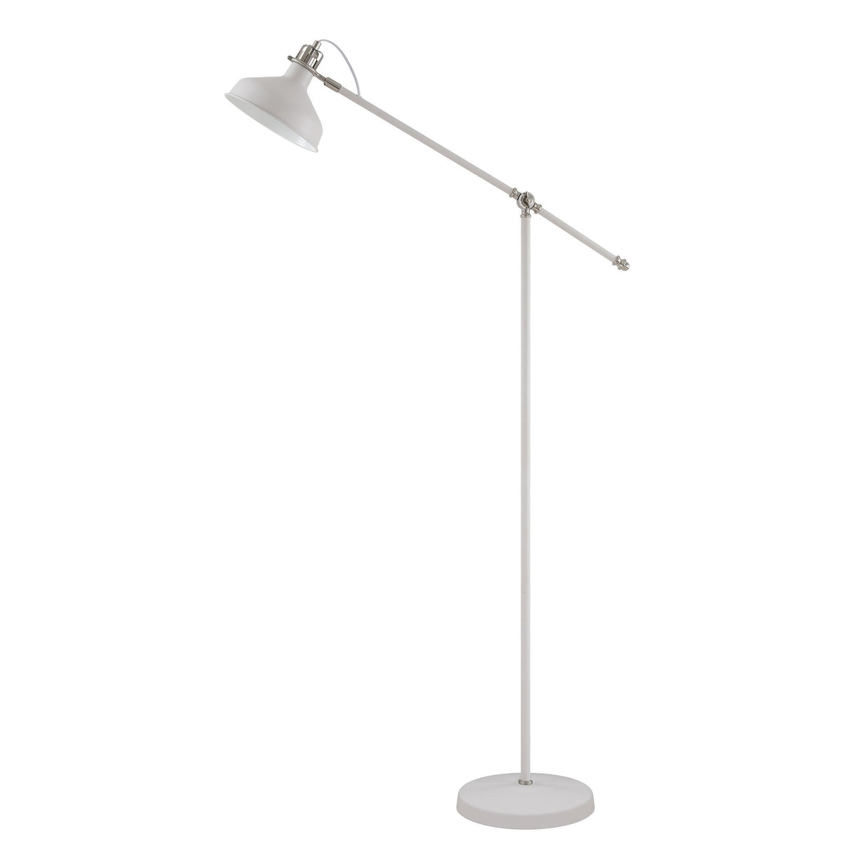 Modern Adjustable Floor Lamp with Satin Nickel and Sand White Finish