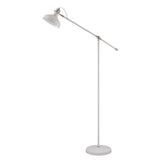 Modern Adjustable Floor Lamp with Satin Nickel and Sand White Finish