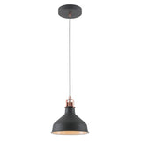 Contemporary Sand Black and White Pendant Light with Copper Accent