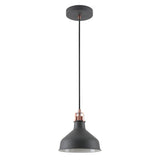 Contemporary Sand Black and White Pendant Light with Copper Accent