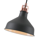 Contemporary Sand Black and White Pendant Light with Copper Accent