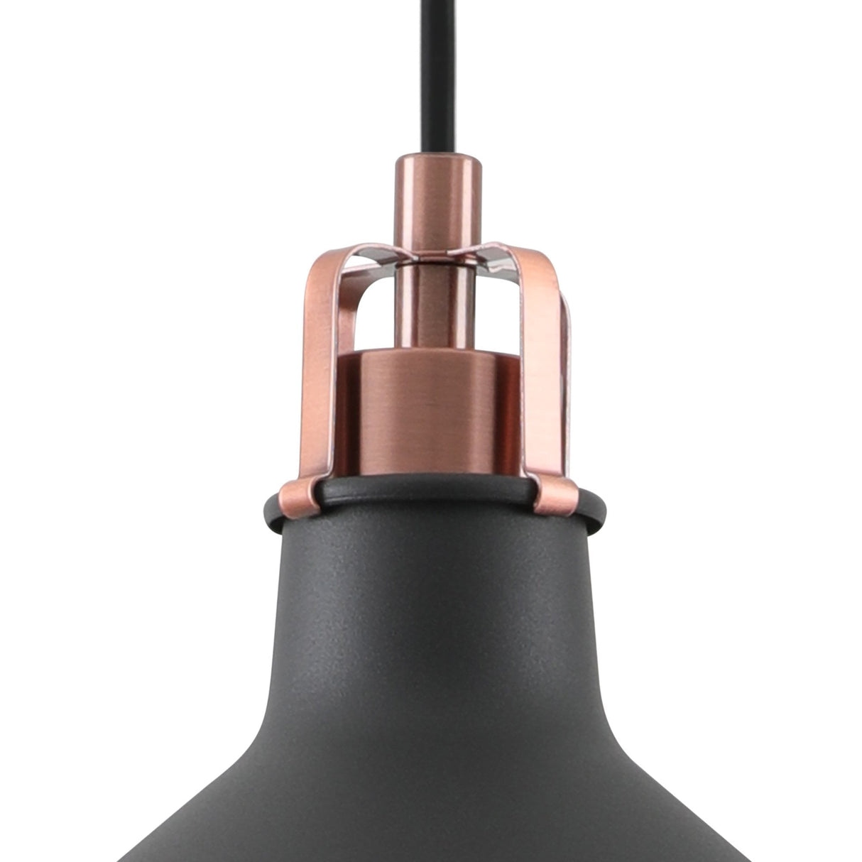 Contemporary Sand Black and White Pendant Light with Copper Accent